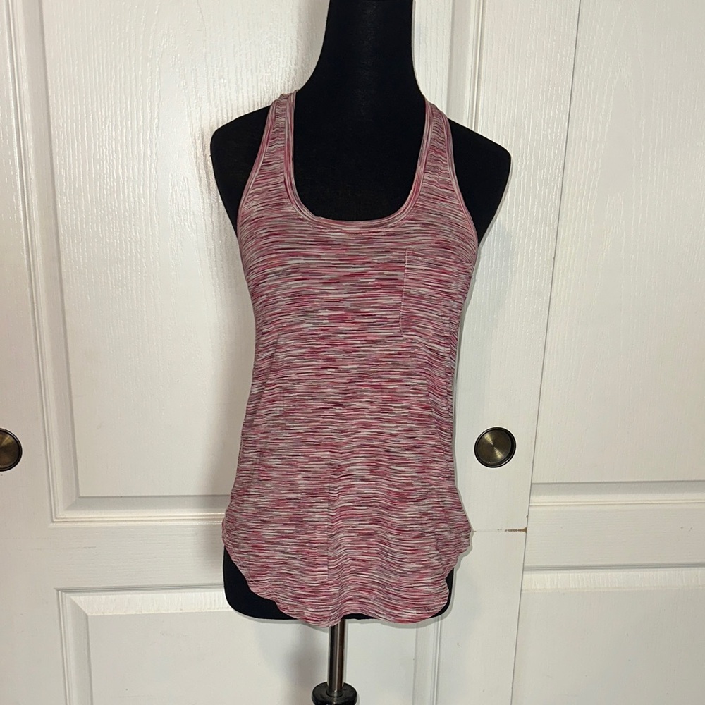LULULEMON PINK WEE SPACE STRIPE POCKET RACERBACK TANK